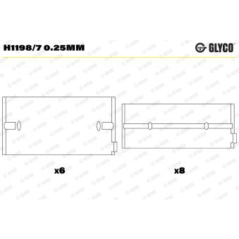 Coussinet de vilebrequin GLYCO H1198/7 0.25mm