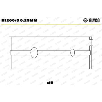 Coussinet de vilebrequin GLYCO H1200/5 0.25mm Coussinet de vilebrequin GLYCO H1200/5 0.25mm