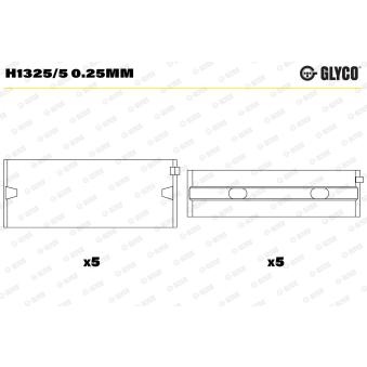 Coussinet de vilebrequin GLYCO H1325/5 0.25mm pour FORD C-MAX 1.6 FSI - 110cv