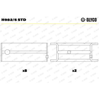 Coussinet de vilebrequin GLYCO H982/5 STD pour AUDI R8 2.0 - 122cv