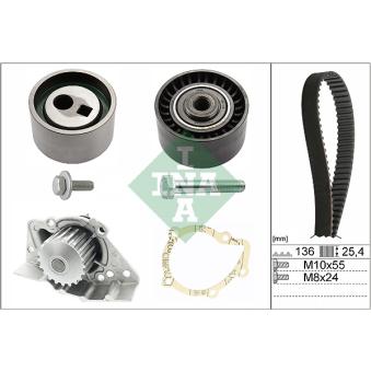 Pompe à eau + kit de courroie de distribution INA OEM 1611898680