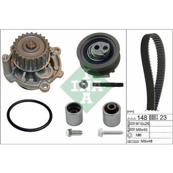 Pompe à eau + kit de courroie de distribution INA OEM 06b121011e
