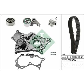 Pompe à eau + kit de courroie de distribution INA 530 0543 30 pour TOYOTA PREVIA 2.0 D-4D - 116cv