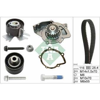Pompe à eau + kit de courroie de distribution INA 530 0558 31 pour SUZUKI SX4 2.0 HDI 95 - 95cv