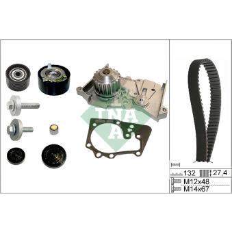 Pompe à eau + kit de courroie de distribution INA OEM 7700105176