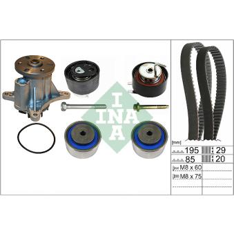 Pompe à eau + kit de courroie de distribution INA [530 0764 30]