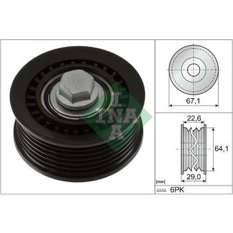 Poulie renvoi/transmission, courroie trapézoïdale à nervures INA [532 1076 10]