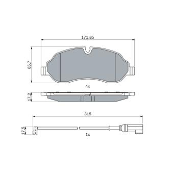 Jeu de 4 plaquettes de frein avant BOSCH OEM KTJK212K021GB Jeu de 4 plaquettes de frein avant BOSCH OEM KTJK212K021GB