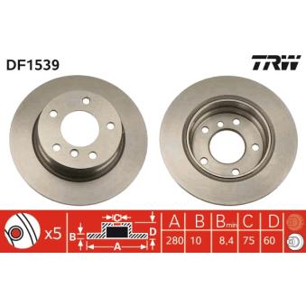 Jeu de 2 disques de frein arrière TRW OEM 34211164511