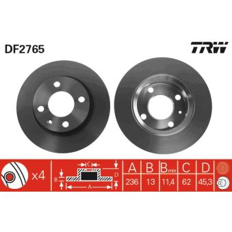 Jeu de 2 disques de frein avant TRW OEM 6U0615301