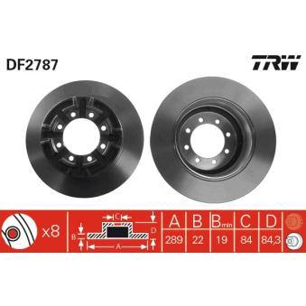 Jeu de 2 disques de frein arrière TRW DF2787 pour RENAULT MASTER 45-10 V 103cv