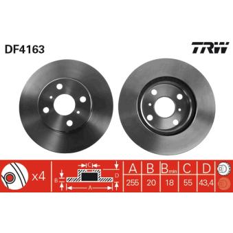Jeu de 2 disques de frein avant TRW OEM 4351252030