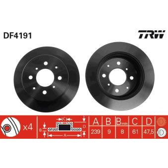 Jeu de 2 disques de frein arrière TRW OEM 42510SR3J00HS