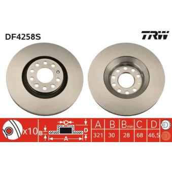 Jeu de 2 disques de frein avant TRW DF4258S pour BMW Série 2 1.9 TDI - 110cv
