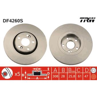 Jeu de 2 disques de frein avant TRW [DF4260S]