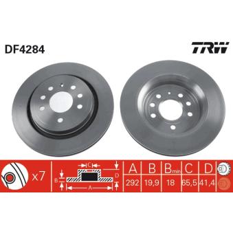 Jeu de 2 disques de frein arrière TRW DF4284 pour OPEL VECTRA 1.8 16V - 122cv