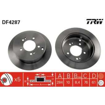 Jeu de 2 disques de frein arrière TRW DF4287 pour CADILLAC XT4 2.0 - 140cv