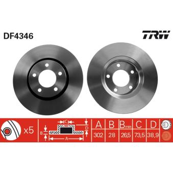 Jeu de 2 disques de frein avant TRW [DF4346]