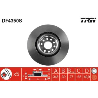 Jeu de 2 disques de frein avant TRW DF4350S pour CHRYSLER NEON 2.0 FSI - 150cv