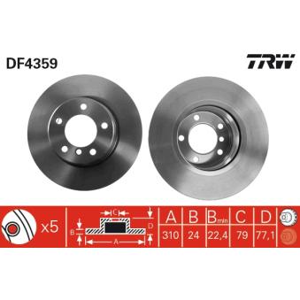Jeu de 2 disques de frein avant TRW OEM 34116864059