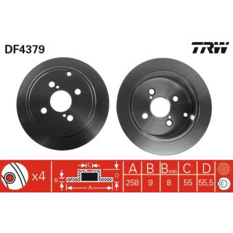 Jeu de 2 disques de frein arrière TRW DF4379 pour SUZUKI KIZASHI 1.6 VVT-i - 110cv