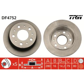 Jeu de 2 disques de frein arrière TRW OEM 51740248
