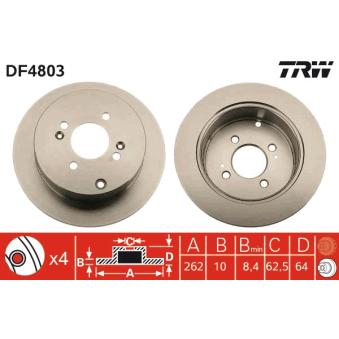 Jeu de 2 disques de frein arrière TRW DF4803 pour LAND ROVER RANGE ROVER EVOQUE 1.5 CRDi GLS - 110cv