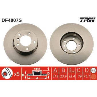Jeu de 2 disques de frein avant TRW OEM 6792219