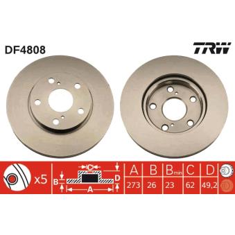 Jeu de 2 disques de frein avant TRW [DF4808]