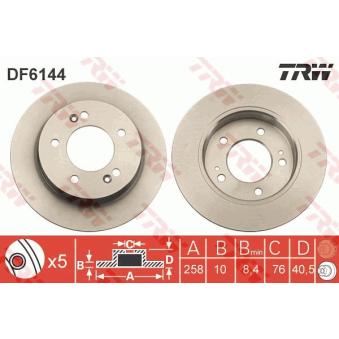 Jeu de 2 disques de frein arrière TRW DF6144 pour DS DS 5 1.4 - 90cv