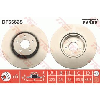 Jeu de 2 disques de frein avant TRW DF6662S pour FIAT STRADA 1.5 EcoBlue - 75cv