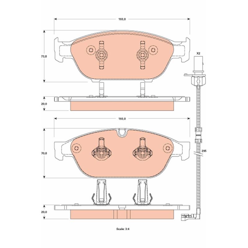 Jeu de 4 plaquettes de frein avant TRW GDB1883 - Visuel 1