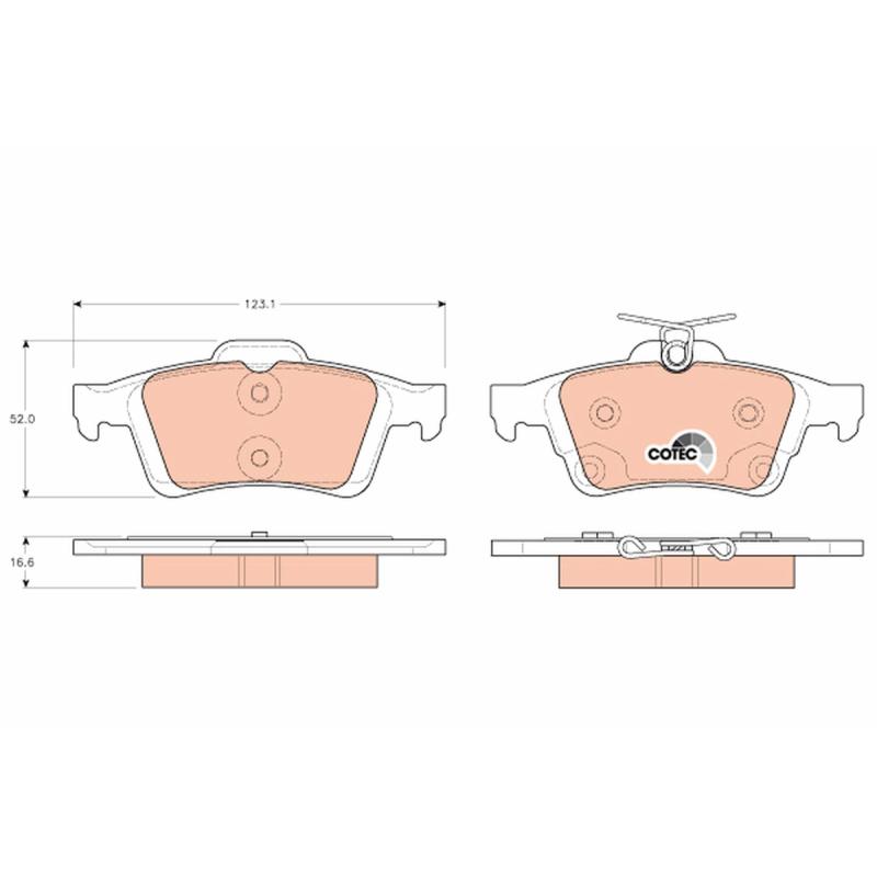 Jeu de 4 plaquettes de frein arrière TRW GDB1938 - Visuel 1