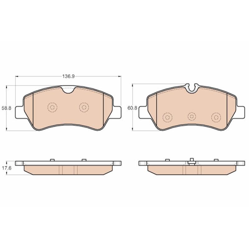 Jeu de 4 plaquettes de frein arrière TRW GDB1968 - Visuel 1