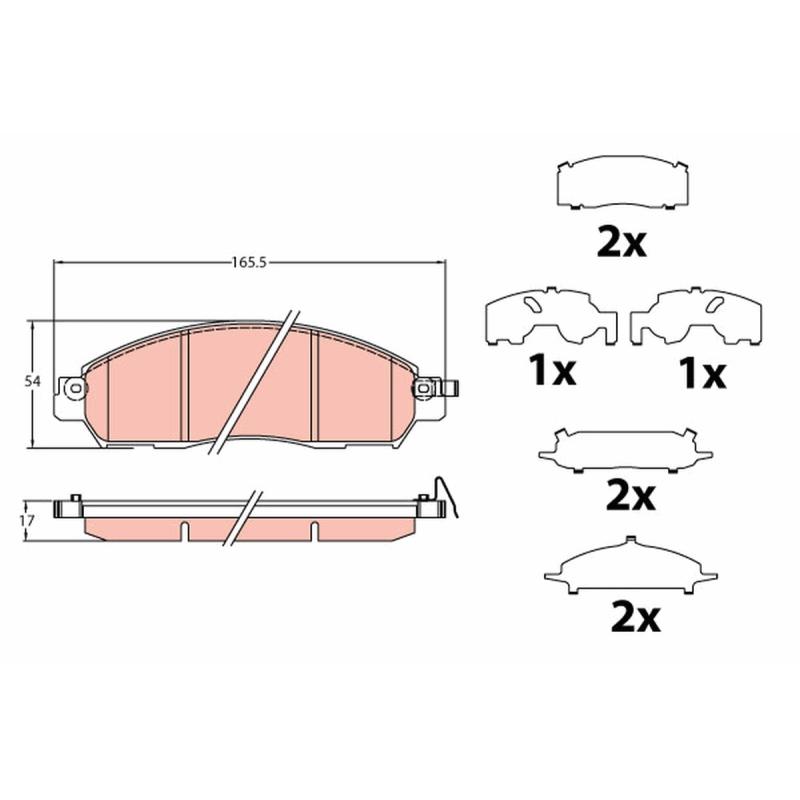 Jeu de 4 plaquettes de frein avant TRW GDB2182 - Visuel 1
