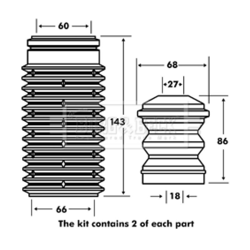 Kit de protection contre la poussière, amortisseur BORG & BECK BPK7014 - Visuel 1