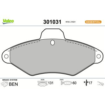 Jeu de 4 plaquettes de frein avant VALEO [301031]