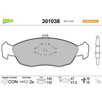 Jeu de 4 plaquettes de frein avant VALEO OEM E172030