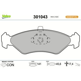 Jeu de 4 plaquettes de frein avant VALEO OEM 1465126