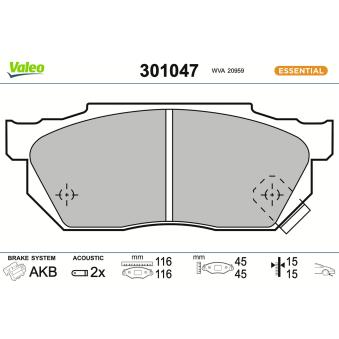 Jeu de 4 plaquettes de frein avant VALEO OEM 45022SH3G01 Jeu de 4 plaquettes de frein avant VALEO OEM 45022SH3G01
