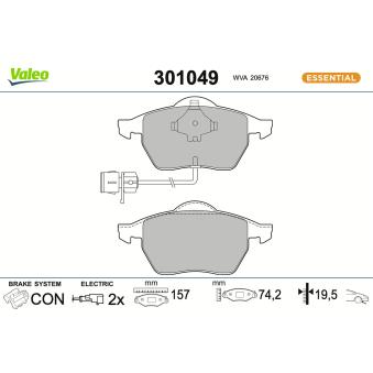 Jeu de 4 plaquettes de frein avant VALEO 301049 pour AUDI A6 2.0 16V - 140cv