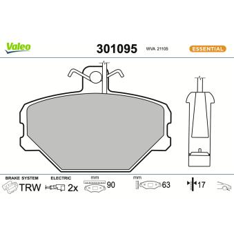 Jeu de 4 plaquettes de frein avant VALEO OEM 791449