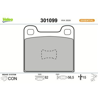 Jeu de 4 plaquettes de frein avant VALEO OEM 90297409 Jeu de 4 plaquettes de frein avant VALEO OEM 90297409