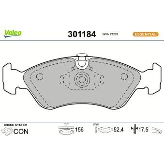 Jeu de 4 plaquettes de frein avant VALEO 301184 pour CITROEN JUMPER 2.0 i 16V 4x4 - 136cv