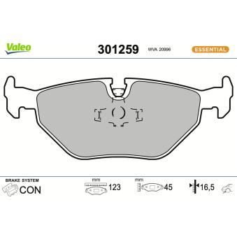 Jeu de 4 plaquettes de frein arrière VALEO OEM 34211158136
