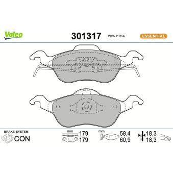Jeu de 4 plaquettes de frein avant VALEO 301317 pour MERCEDES-BENZ CLASSE E 1.6 16V - 100cv