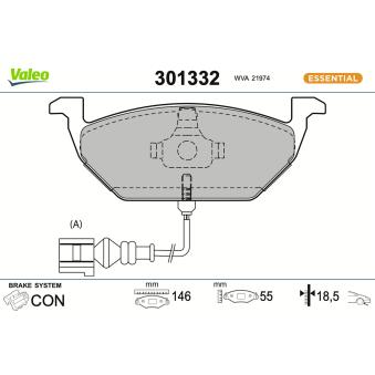 Jeu de 4 plaquettes de frein avant VALEO OEM 1J0698151H