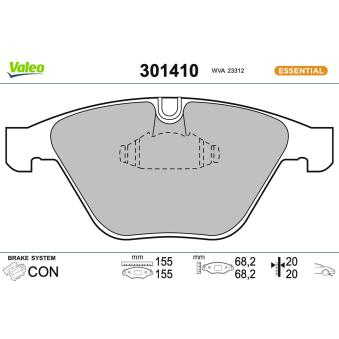 Jeu de 4 plaquettes de frein avant VALEO 301410 pour NISSAN SUNNY 523 i - 177cv