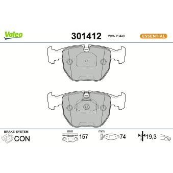Jeu de 4 plaquettes de frein avant VALEO 301412 pour BMW Série 5 540 i - 286cv