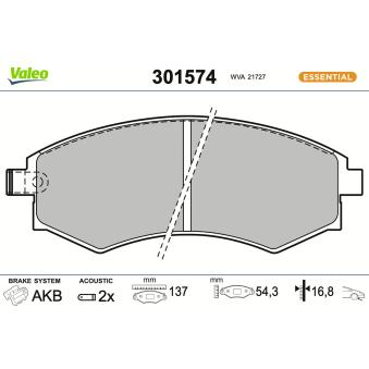 Jeu de 4 plaquettes de frein avant VALEO [301574]